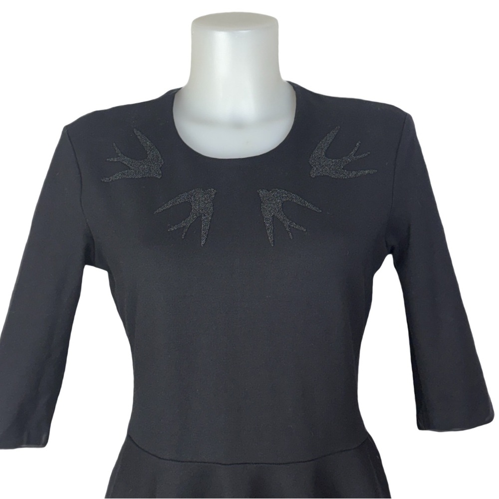 NWT McQ Alexander McQueen Black Swallow Embellished Skater Dress
